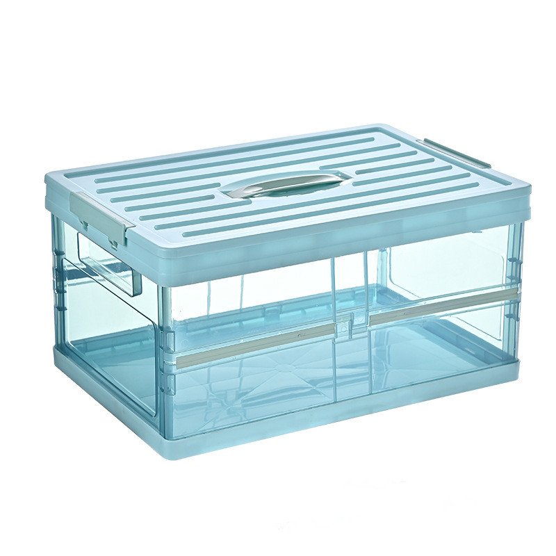 KiMin Hot Sale 22QT blue with handle foldable storage box with lid collapsible storage box collapsible container