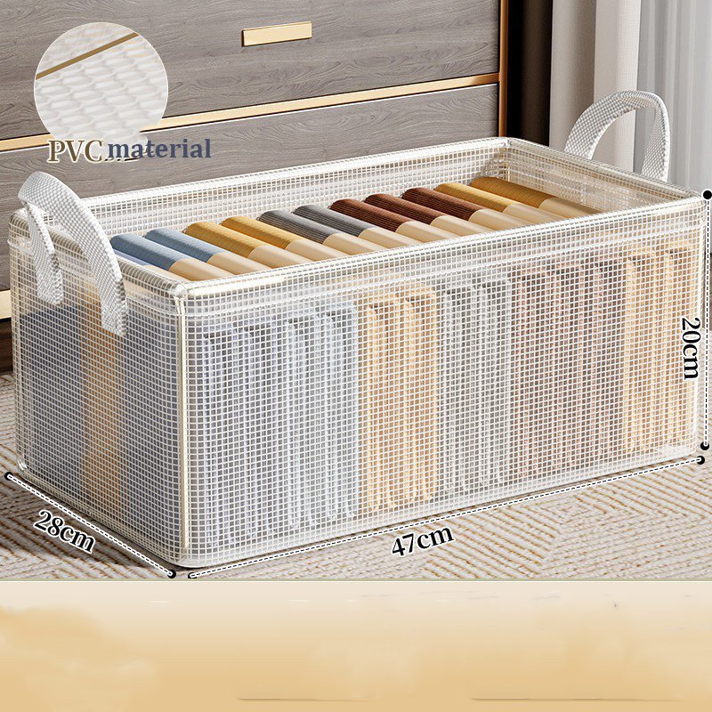 Multi-Functional Dustproof Box Folding Clear Steel Frame Transparent Pvc Storage Box For Clothes Home Bedroom Sorting