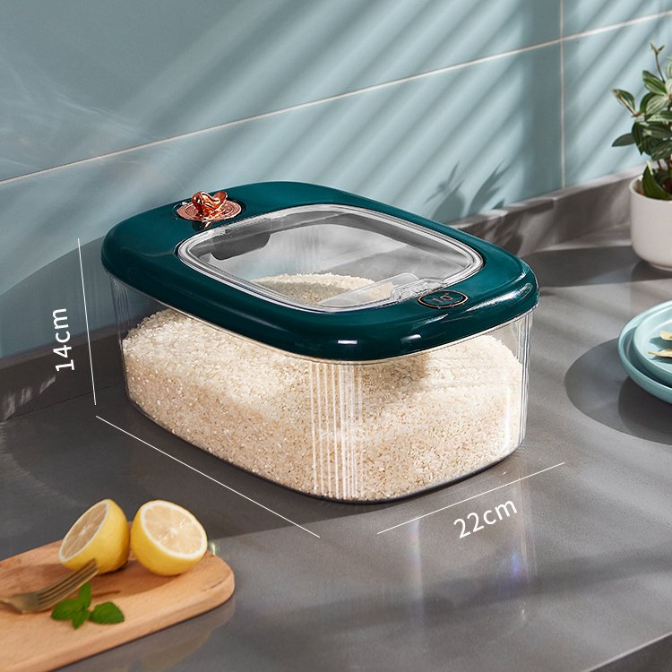 Multifunctional Luxury Kitchen Rice Flip Lid Storage Bucket Transparent Food Container Sealed Grain Cereal Storage Box