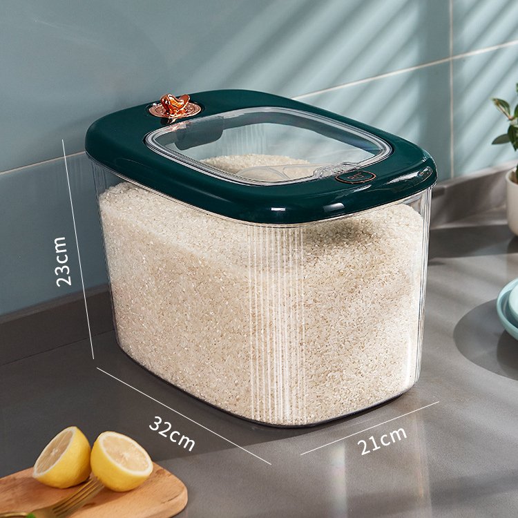 Multifunctional Luxury Kitchen Rice Flip Lid Storage Bucket Transparent Food Container Sealed Grain Cereal Storage Box