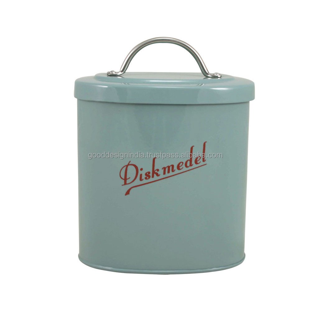 Home and Kitchen iron Storage Container, Metal Storage Jar with Lid, Home and Kitchen Galvanized Detergent Canister