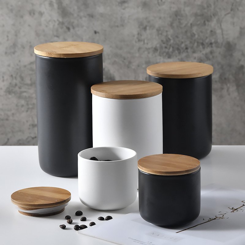 Nordic Ceramic Sealed Cans Kitchen Miscellaneous Food Storage Candy Cans Coffee Tea Cans