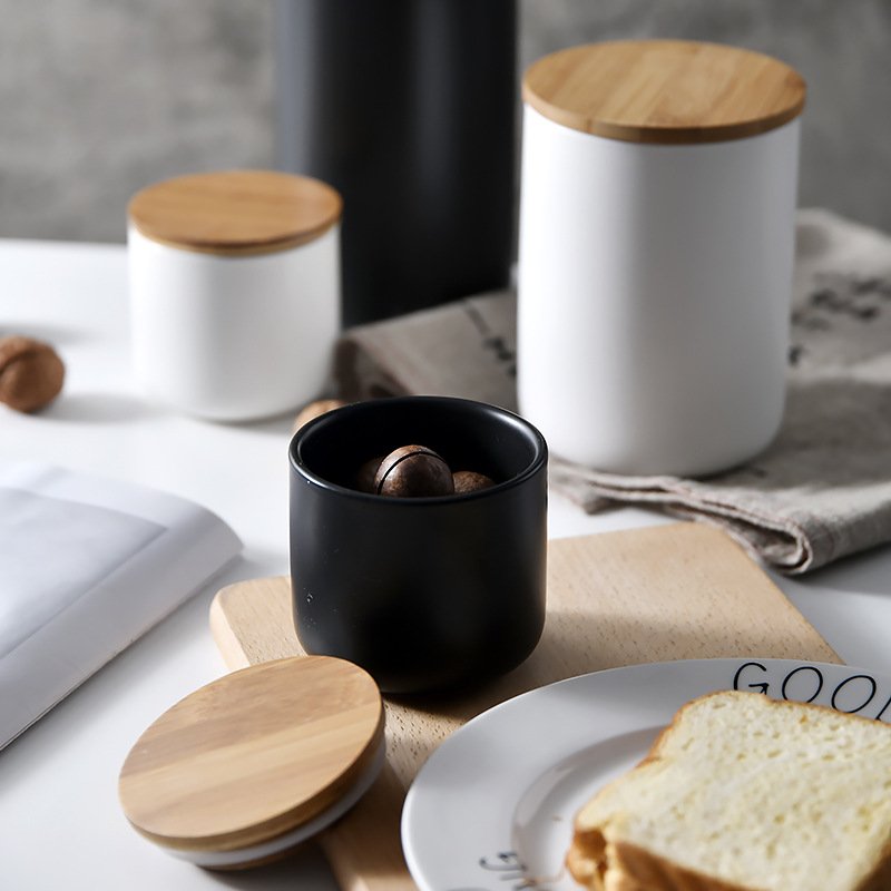 Nordic Ceramic Sealed Cans Kitchen Miscellaneous Food Storage Candy Cans Coffee Tea Cans