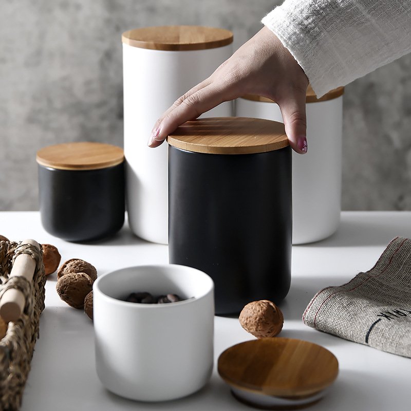 Nordic Ceramic Sealed Cans Kitchen Miscellaneous Food Storage Candy Cans Coffee Tea Cans