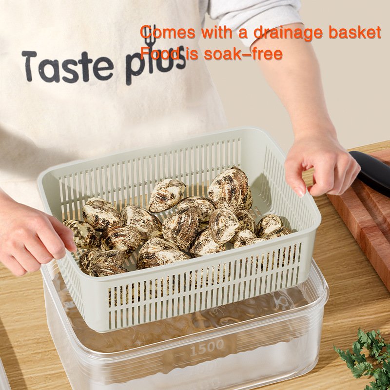 JILEN- The refrigerator crisper contains a food grade refrigerable heating plastic fruit bento box with a sealed transparent tape cover