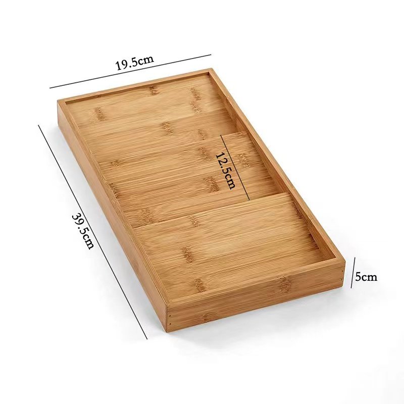 3-Tier Natural Wood Countertop Kitchen Organizer Iron Spice Drawer Rack Bamboo Jars Seasoning Herb Storage Shallow Seasoning