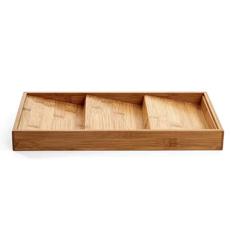 3-Tier Natural Wood Countertop Kitchen Organizer Iron Spice Drawer Rack Bamboo Jars Seasoning Herb Storage Shallow Seasoning
