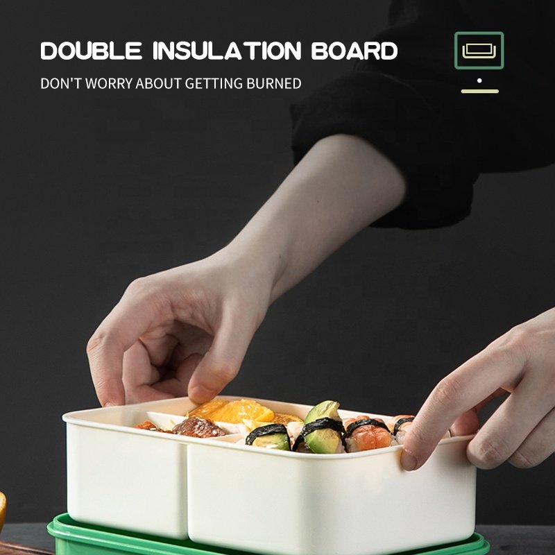 Microwaveable Plastic Children Baby Insulated Box Bento Lunch Box Set For Adults With Spoon Cutlery