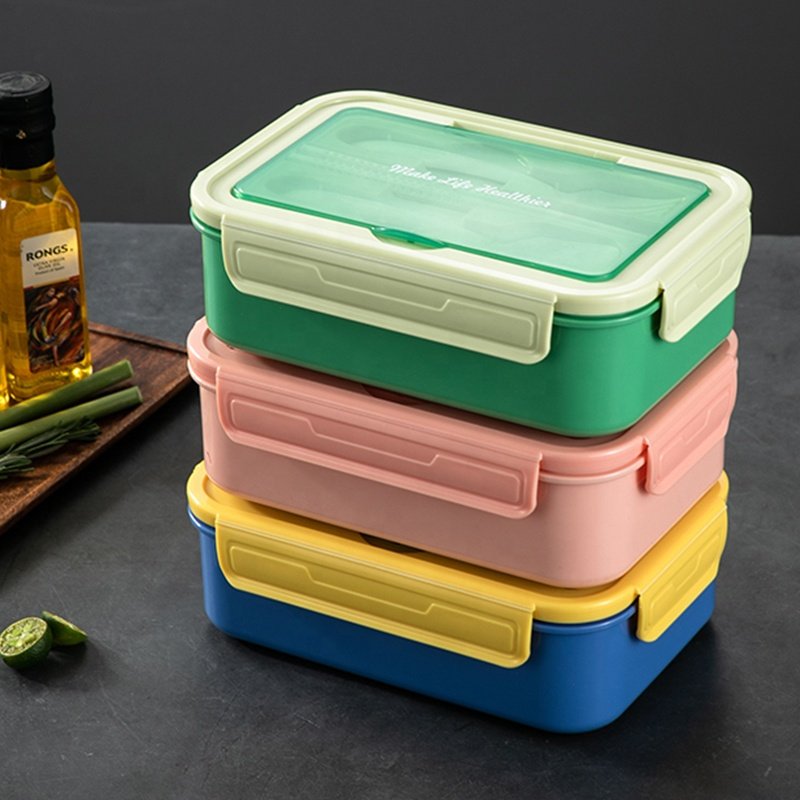 Microwaveable Plastic Children Baby Insulated Box Bento Lunch Box Set For Adults With Spoon Cutlery