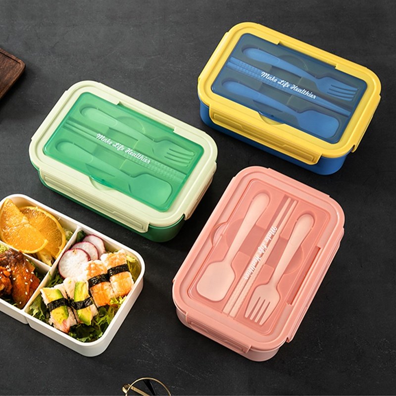 Microwaveable Plastic Children Baby Insulated Box Bento Lunch Box Set For Adults With Spoon Cutlery