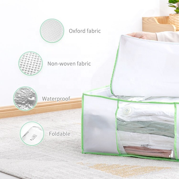 Household Goods Color Non-woven Waterproof Oxford Fabric Folding Cloth Organizer Storage Box Label Vacuum Storage Bag With Box