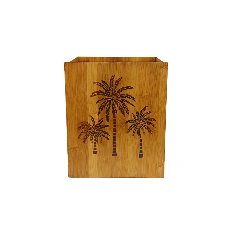 Bamboo Storage Box No Lid Trash Can Bin Garbage Box Bathroom Living Room Office