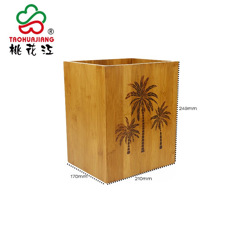 Bamboo Storage Box No Lid Trash Can Bin Garbage Box Bathroom Living Room Office