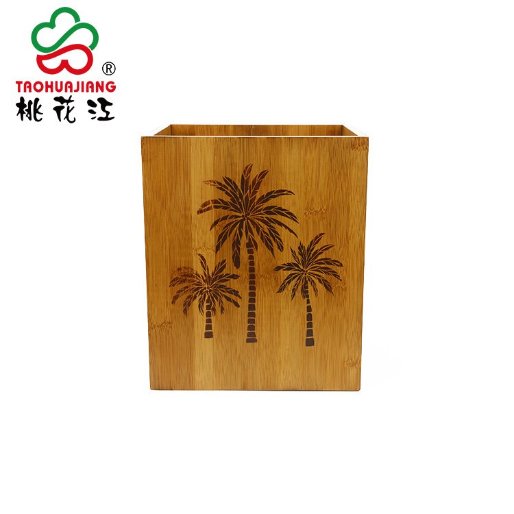 Bamboo Storage Box No Lid Trash Can Bin Garbage Box Bathroom Living Room Office