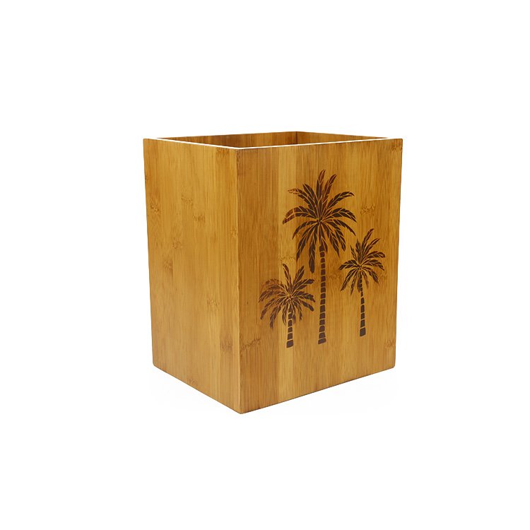 Bamboo Storage Box No Lid Trash Can Bin Garbage Box Bathroom Living Room Office