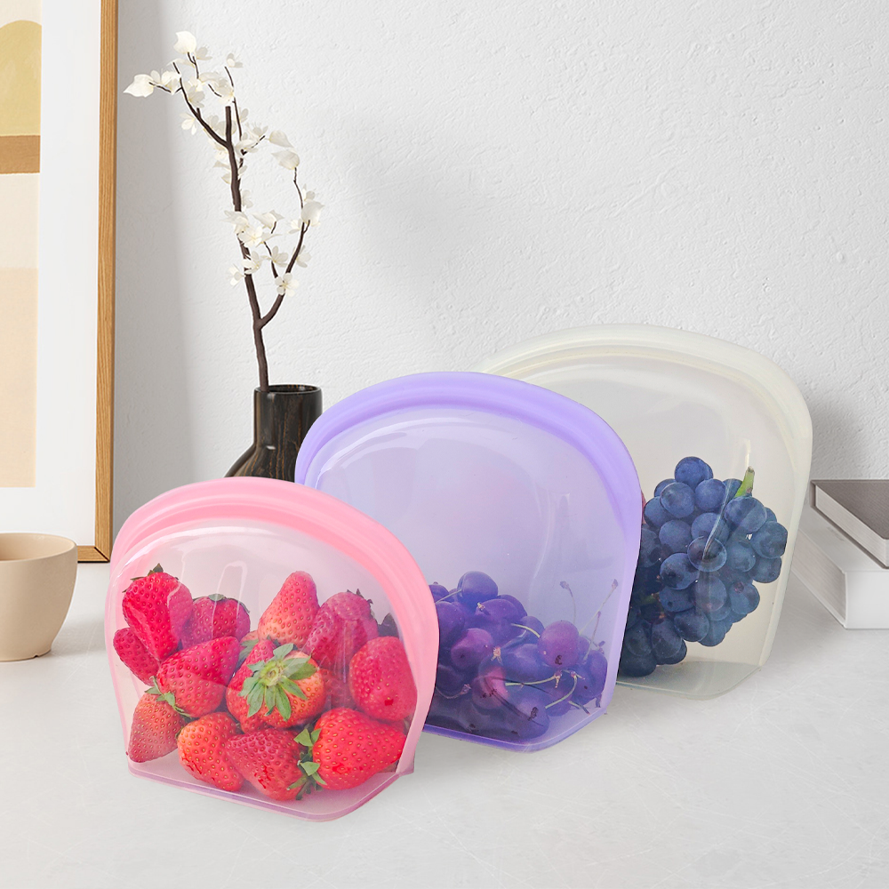 3500ML Microwave Silicone Food Storage Bag Collapsible Base Large Opening Zip-lock Container Travel Makeup Bag