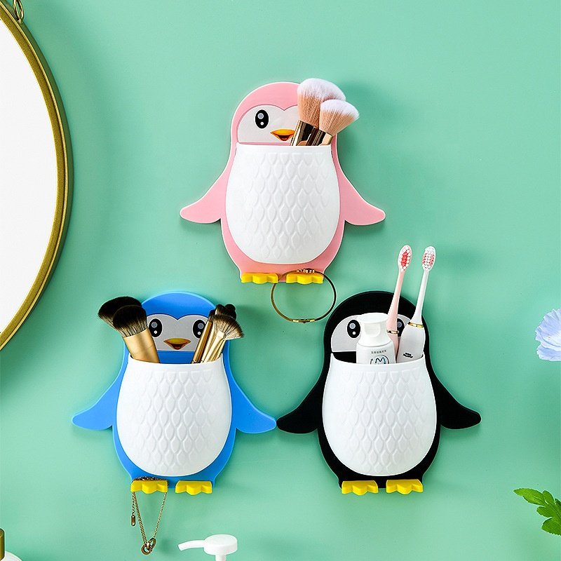 Penguin shape Wall Mounted Storage Box Remote Control Organizer Case For Air Conditioner TV Mobile Phone Plug Holder Stand Rack