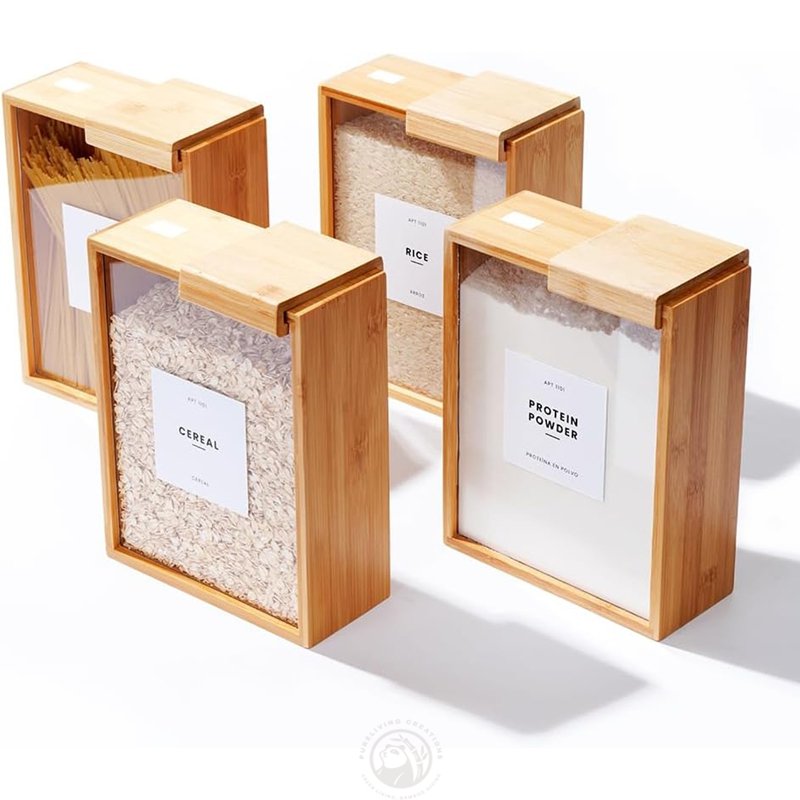 Durable and Eco-Friendly Bamboo Food Dispenser 3L Food Storage Containers and Cereal Dispenser