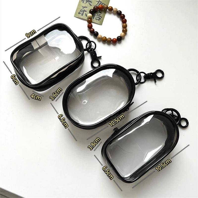 Jewelry Organizer Transparent Storage Box Headphone Pouch Coin Purse Cute Doll Bag Dustproof Case With Keychain