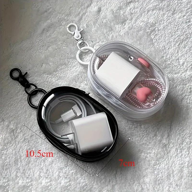 Jewelry Organizer Transparent Storage Box Headphone Pouch Coin Purse Cute Doll Bag Dustproof Case With Keychain
