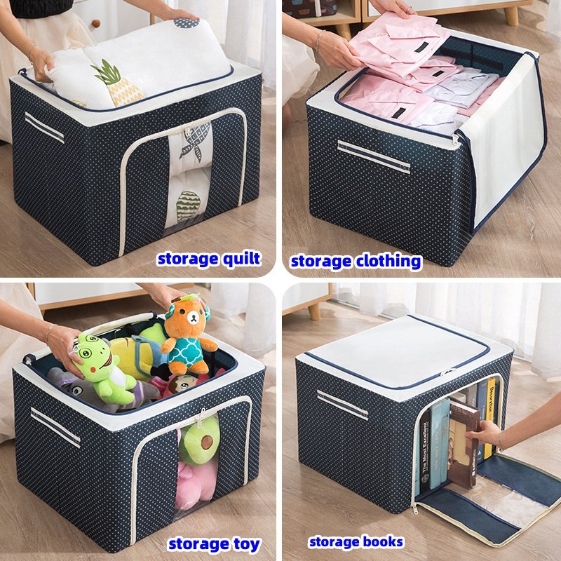 24/66/100L storage box cloth High Quality Cheap Price Cotton&linen fabric storage box For home clothes and toys