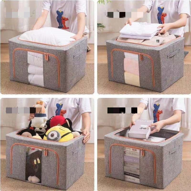 24/66/100L storage box cloth High Quality Cheap Price Cotton&linen fabric storage box For home clothes and toys