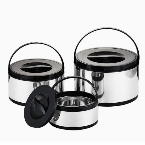 3 pcs 2L/4L/8L food warmer pot set food storage and container easy handle with lid