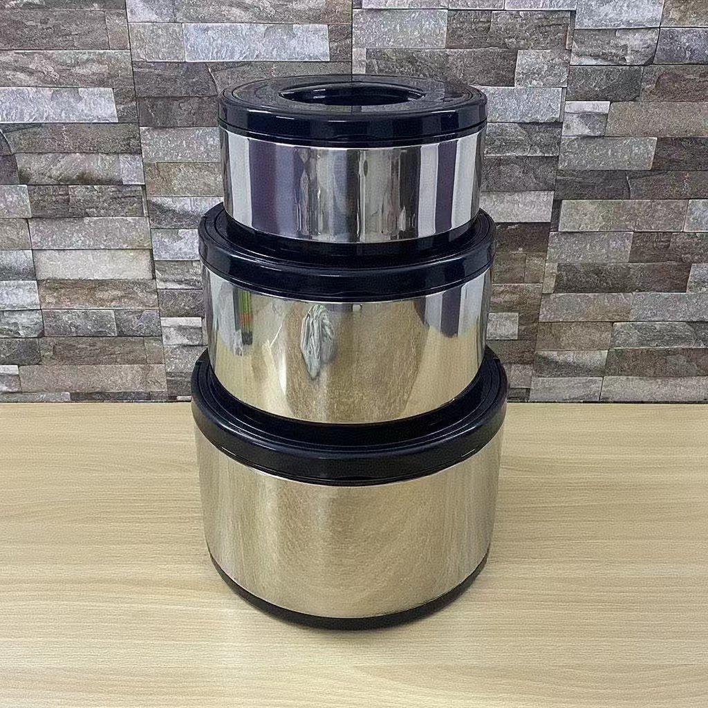 3 pcs 2L/4L/8L food warmer pot set food storage and container easy handle with lid