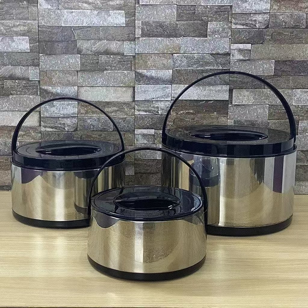 3 pcs 2L/4L/8L food warmer pot set food storage and container easy handle with lid