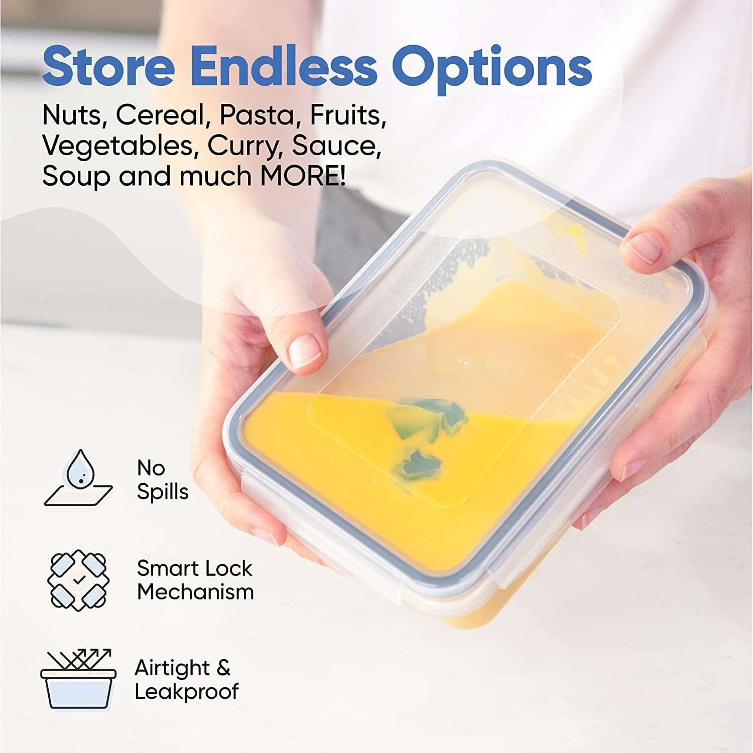 18Pack BPA-Free Reusable Food Storage Meal Prep Food Containers Lunch Box With Lids Kitchen Storage Jars Containers