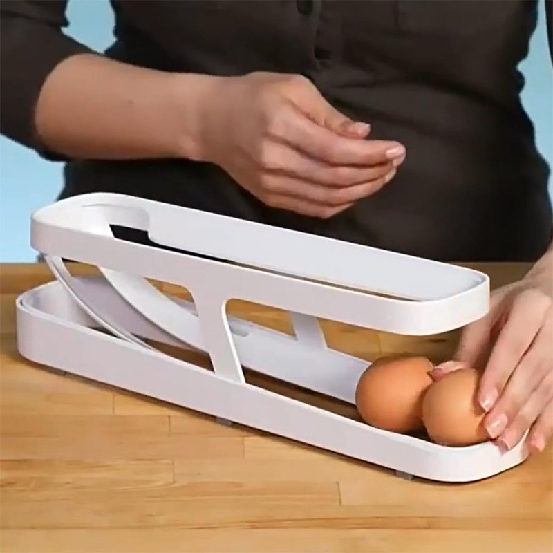 Refrigerator Egg Rolling Organiser for Storage Box 2 Tier Egg stackable fridge Dispenser Container Egg Storage Box