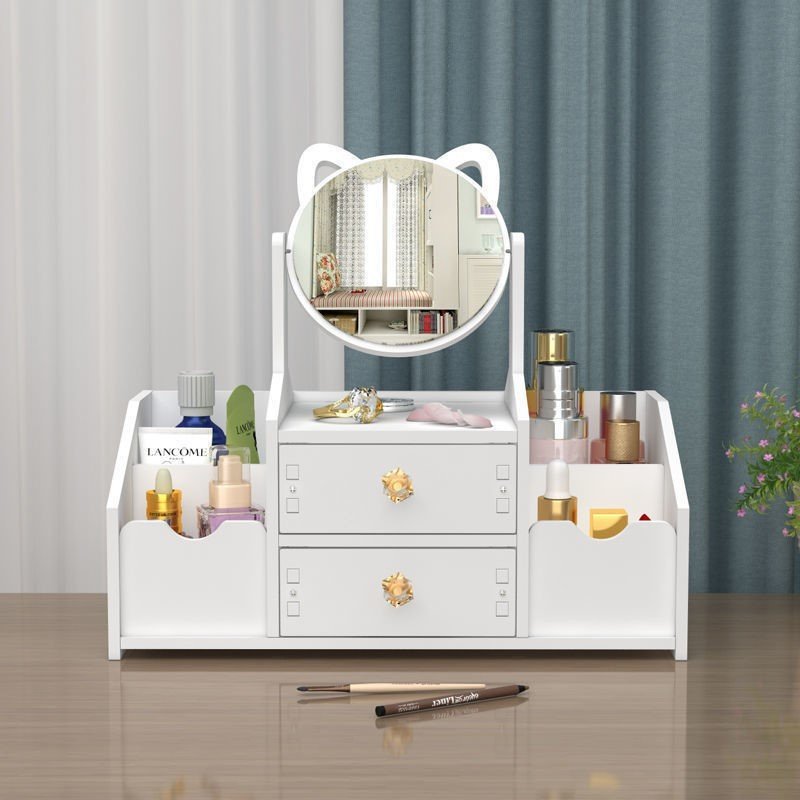 Luxury Desktop Plastic Wooden Cosmetic Display Cases Thick Makeup Organizer Box with Drawer Foldable Jewelry Lipstick Storage