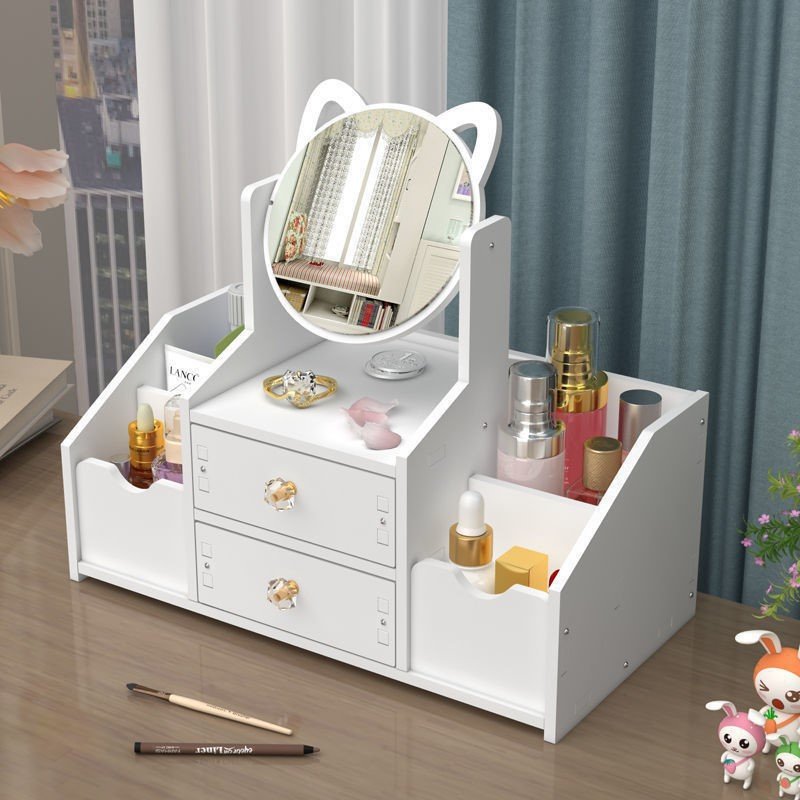 Luxury Desktop Plastic Wooden Cosmetic Display Cases Thick Makeup Organizer Box with Drawer Foldable Jewelry Lipstick Storage