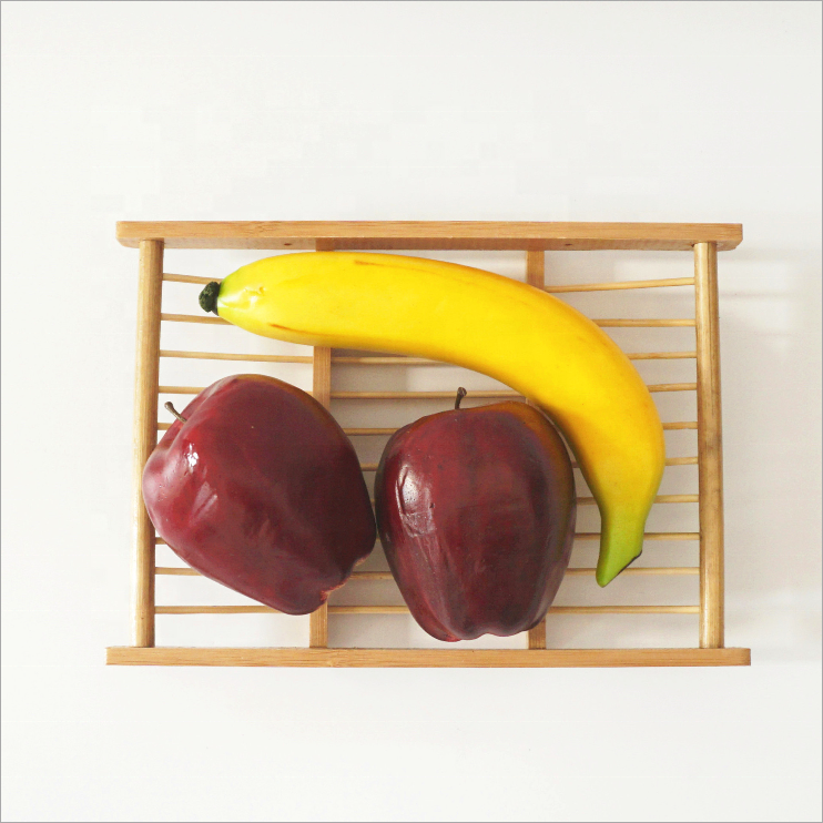 Wooden meat rack barbecue decoration bamboo basket and handmade features hanging meat rack food safe fruit storage