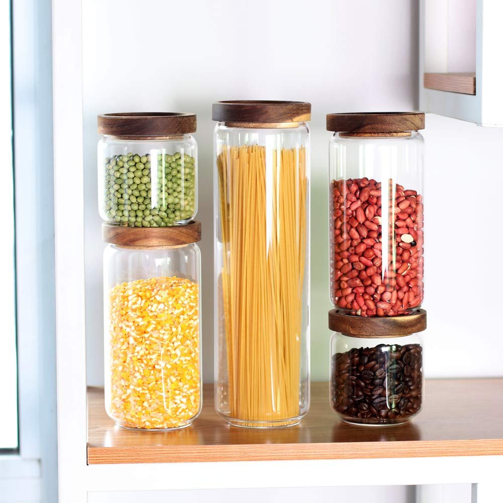 Hot Sale Airtight wide mouth large capacity high borosilicate glass jar with bamboo lid