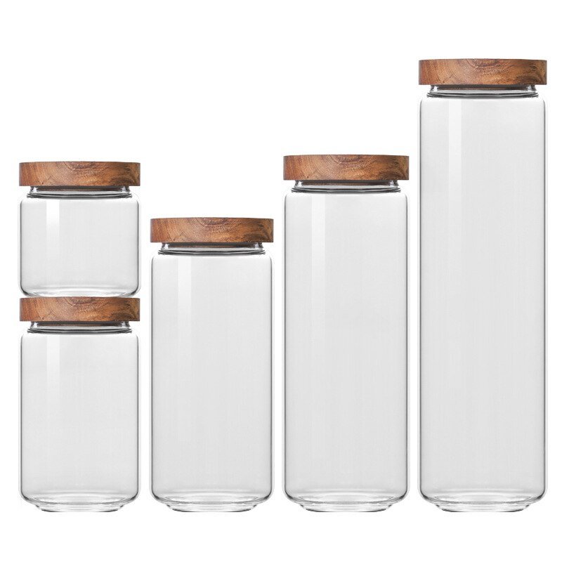 Hot Sale Airtight wide mouth large capacity high borosilicate glass jar with bamboo lid