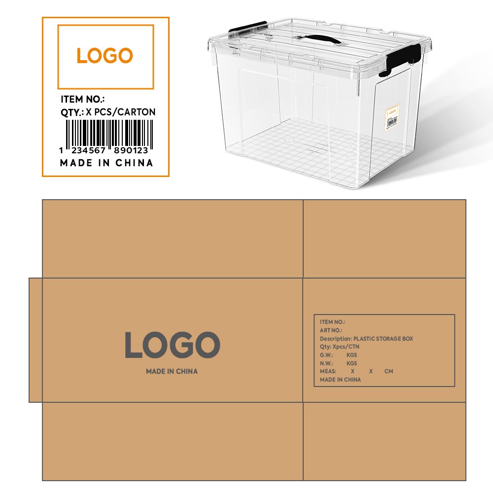 2021 hot selling 27l transparent plastic storage box with handle