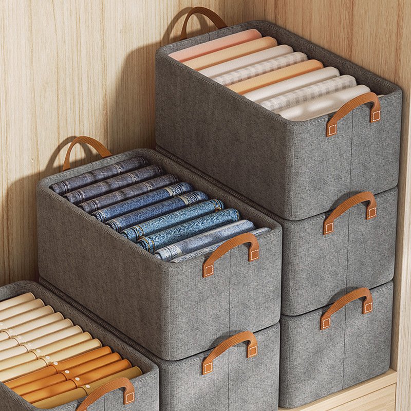 Hot sale Home Closet Clothes Wardrobe Jeans Storage Box Drawer Divider Foldable Underwear Organizer Fabric Storage Bins