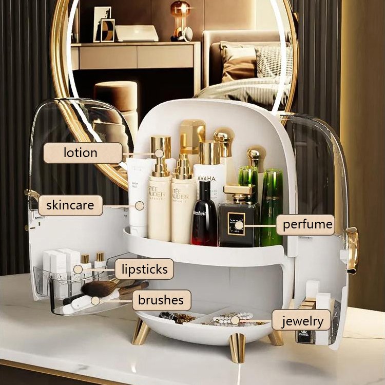 2023 Fashion Plastic Cosmetic Storage Box Make Up Bin Desktop Jewelry Lipstick Makeup Brushes Organizer Case