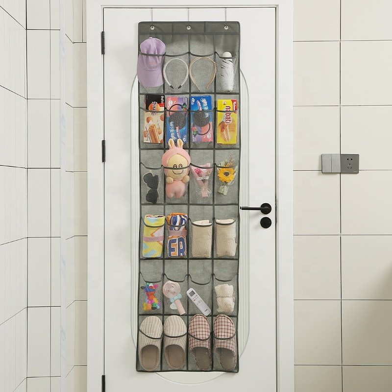 Foldable Clear 24 Mesh Pockets Cheap Large Over The Door Hanging Shoe Closet Organizer Storage Bags