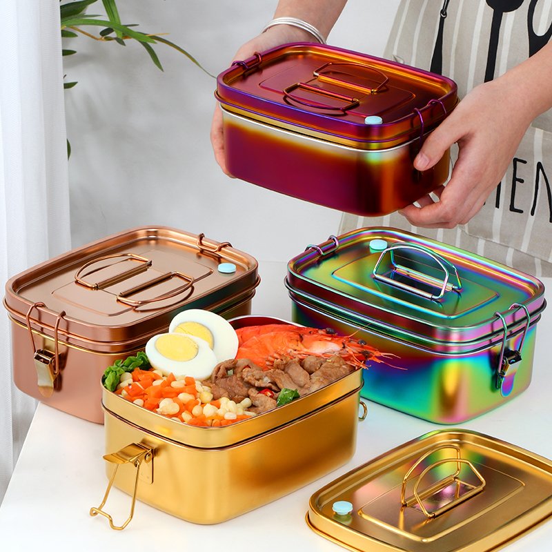 Outdoor Kitchen Customized Logo Food Storage Containers Metal Tiffin Lunch Box Stainless Steel Bento Box