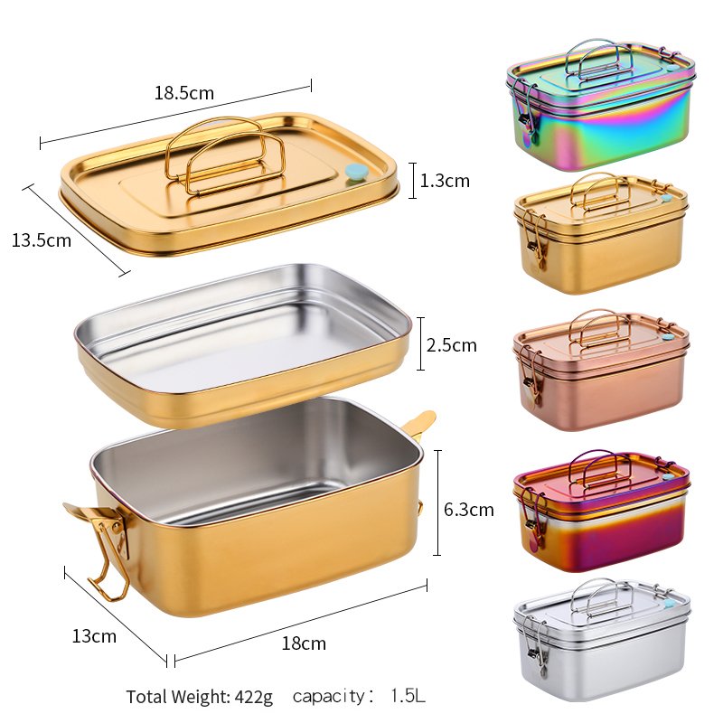 Outdoor Kitchen Customized Logo Food Storage Containers Metal Tiffin Lunch Box Stainless Steel Bento Box