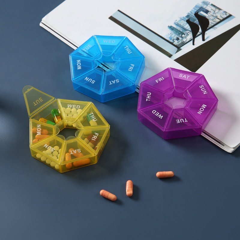 Weekly 7-day Pill Box 7 Day Pill Holder Vitamin Container Organizer Storage OEM 7 Day Plastic Medicine Box Pill Organizer Black