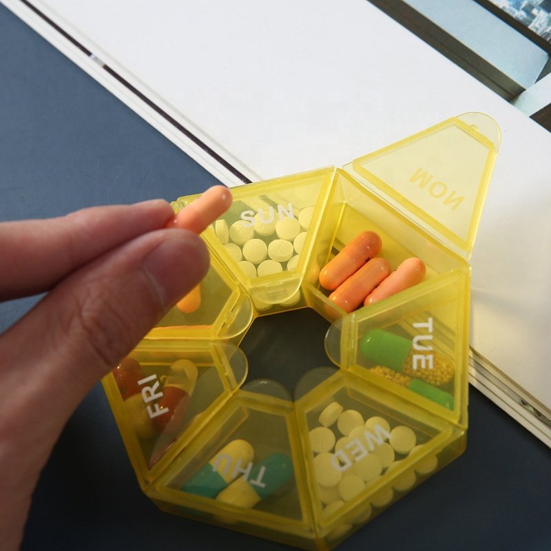 Weekly 7-day Pill Box 7 Day Pill Holder Vitamin Container Organizer Storage OEM 7 Day Plastic Medicine Box Pill Organizer Black