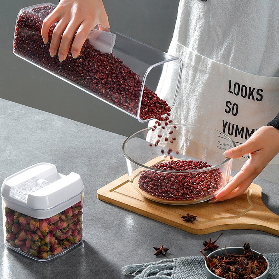 Choice Fun High-quality Sealed Storage Cans with Lids Dry Food Storage Containers can be Freely Stacked Storage Container Set