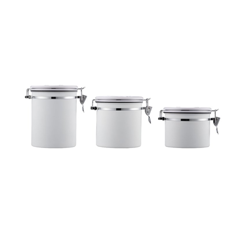 Modern Kitchenware White Canister Set Round Food Storage Container Tea Coffee Sugar Canisters With Lid