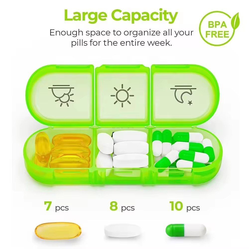 Large 7-Day Portable Pill Organizer 4 Times a Day Plastic Medicine Storage Box Weekly Pill Cases Bin