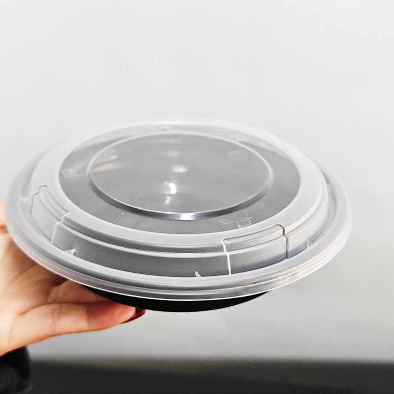 12oz/15oz/24oz/30oz/37oz/44oz Disposable Plastic round Lunch Boxes Microwavable Take out Food Storage Meal Prep Black Color
