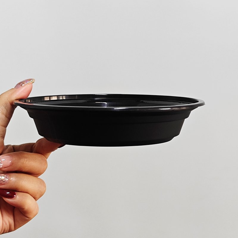 12oz/15oz/24oz/30oz/37oz/44oz Disposable Plastic round Lunch Boxes Microwavable Take out Food Storage Meal Prep Black Color
