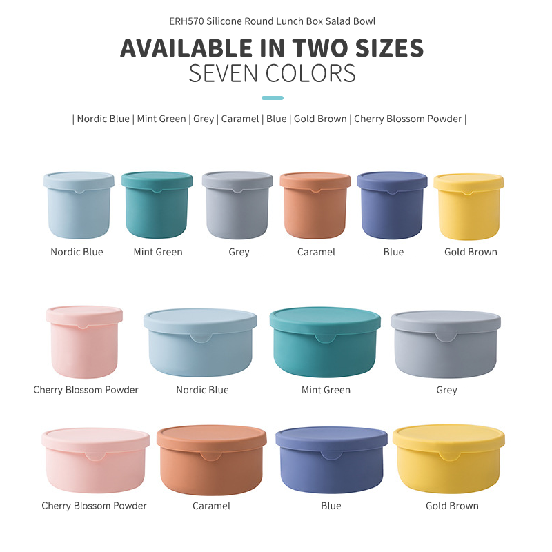 Wholesale Food Grade Silicone Lunch Bento Box Food Container Reusable 250ML 700ML Round Silicone Lunch Box Portable For Kids